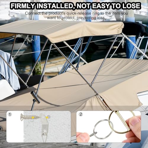Image of MECCANIXITY Lanyard Cable Safety Tether Wire 9 Inch 316 Stainless Steel Quick Release Pin Lanyard for Loss Prevention One Loop with Quick Release Ring (Silver, Pack of 6)
