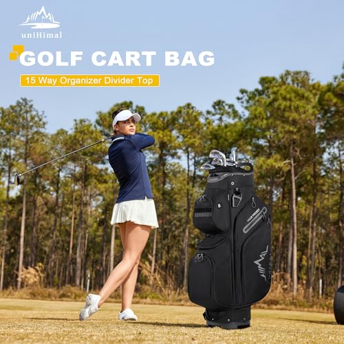 uniHimal Golf Cart Bag, 15 Way Organizer Divider Top with Handles and Rain Cover