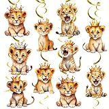 9 Pcs Lion Birthday Party Decorations Lion Hanging Swirls Lion Baby Shower Decorations Ceiling Hanging Decorations for Boy Girls Birthday Party