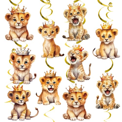 9 Pcs Lion Birthday Party Decorations Lion Hanging Swirls Lion Baby Shower Decorations Ceiling Hanging Decorations for Boy Girls Birthday Party