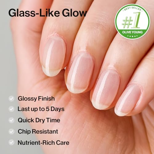Image of ohora 2-in-1 Sheer Nail Polish & Strengthener - Champagne | Tinted Nail Concealer | Nail Hardener for Weak, Damaged Nails | Nail Care Polish with Glossy Finish | Glazed-Syrup Formula, 15 mL