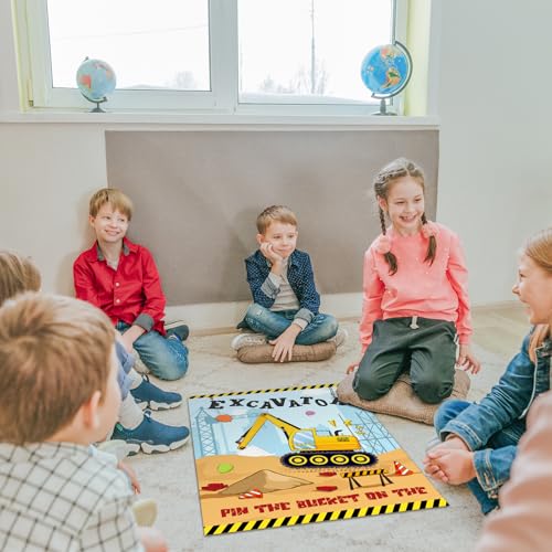Image of WERNNSAI Pin The Bucket on The Excavator Party Games - Construction Party Supplies Truck Birthday Construction Party Games with 24 Pcs Stickers for Birthday Activities