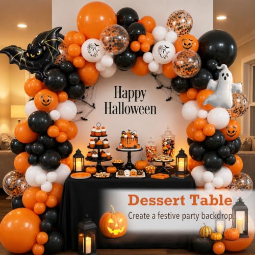 Image of Halloween Balloon Arch Kit, Ghost & Bat Foil Balloons, 127 Balloons