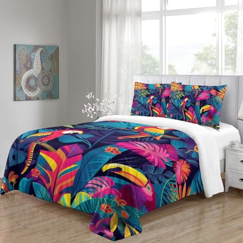Parure plantes et animaux tropicaux 3D microfibre lit double