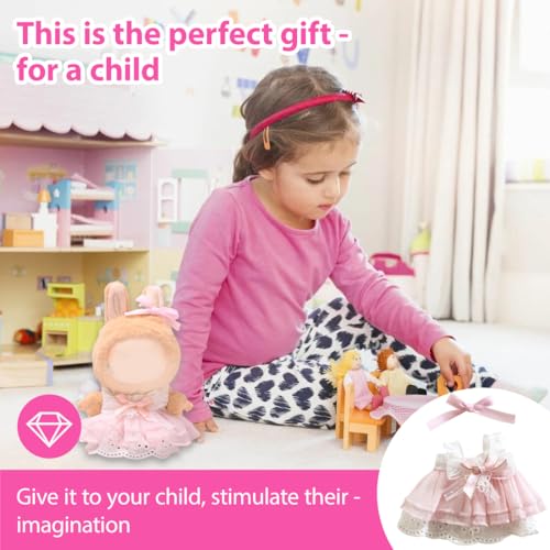 JAWUZ 17 cm große Kleidung für Puppe,Rosa Tüllrock für 17 cm Labubu große Puppe, fürJungen und Mädchen (ohne Puppe)