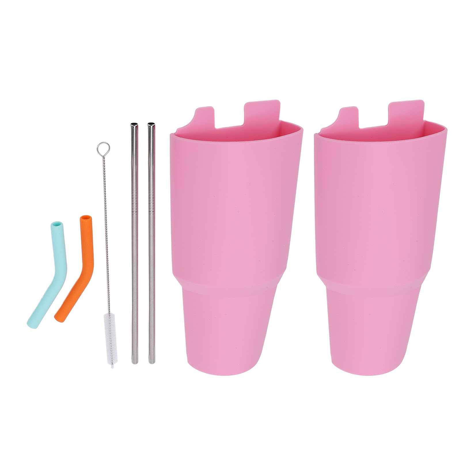 Cup Inner Tray, Leakproof 2 in 1 Cup Separator with Stainless Steel Straws for 40oz Cup (Pink)