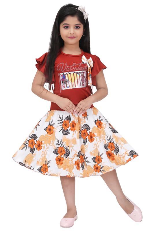 Image of SAIMINA Dresses Girls Regular Fit Printed Casual, Dailywear and Festivewear Cotton Dress Set