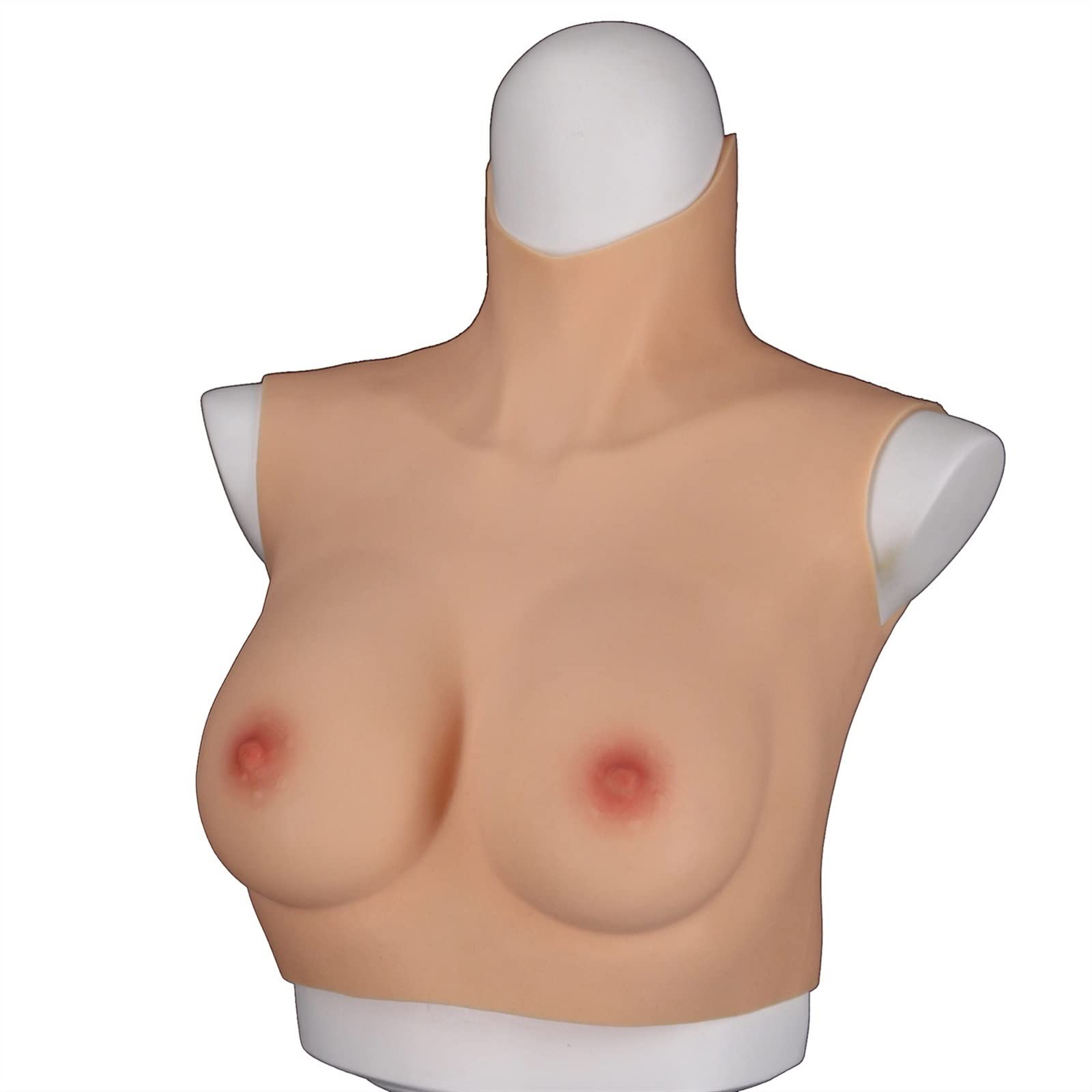 MYUYEE Half Length Silicone Breast Forms Boobs Enhancers Cotton Filler Suitable For Mastectomy Prosthesis Halloween Transgender Christmas Cross-Dresser Weddi(Yellow Skin-A Cup)
