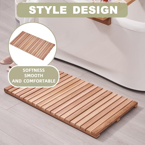 Alfombrilla de baño de madera de cedro 102x60 cm para ducha 5