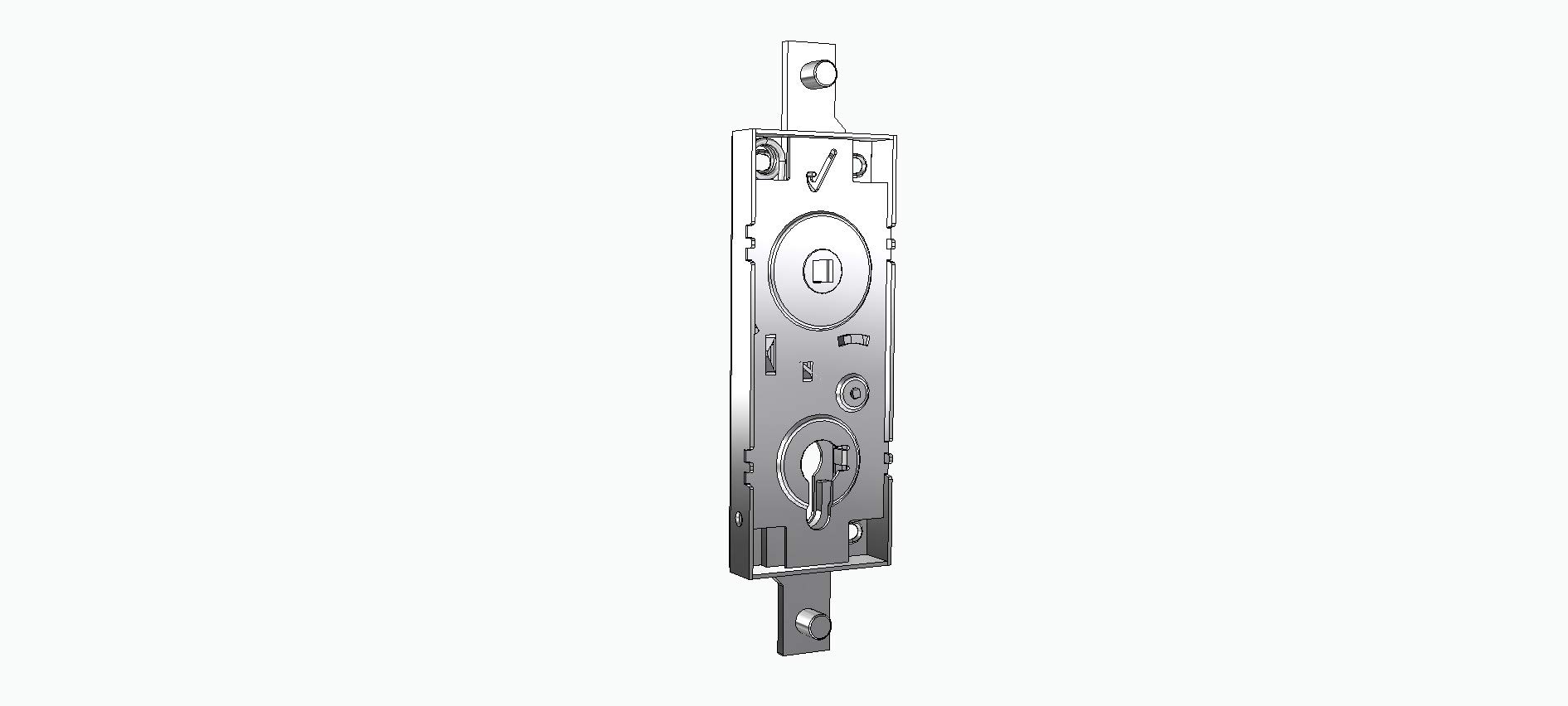 serratura per basculante/garage cilindro a profilo europeo interasse 70 mm, maniglia in folle senza cilindro