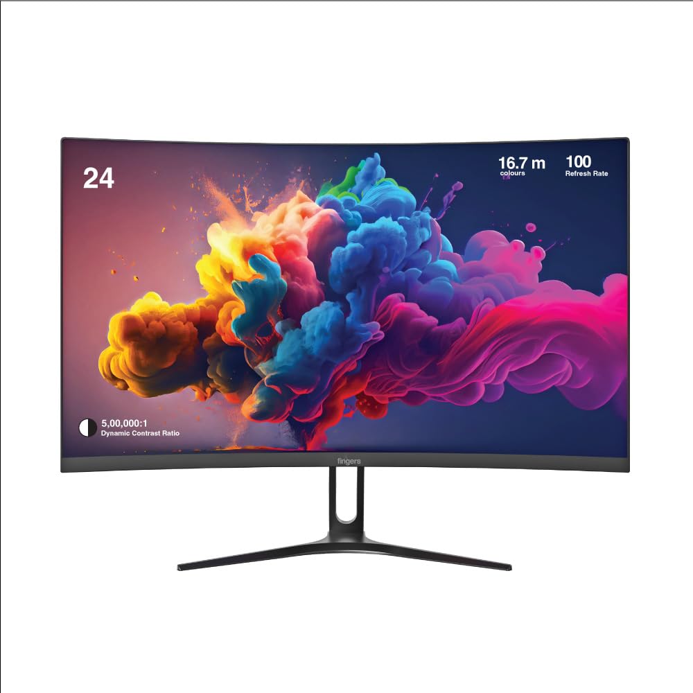 FINGERS Satin-Curve-2421 Curved LED Monitor (23.81, 60 cm) with 1920 x x1080 FHD Resolution, Ultra-Slim Design, VGA + HDMI + VGA Output, Wall mountable, 100 Hz Refresh Rate, 250 nits Brightness-picture-32