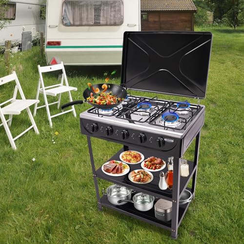 KOLHGNSE-Natural-Gas-StovePortable-Camping-Stove-with-Support-Leg-Stand-and-Wind-Blocking-Cover-Adapter-Manual-Ignition-Gas-Stove-5-Burner-LNG-for-RV-Apartment-Outdoor-Cooking