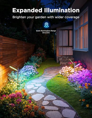 Image of Govee Outdoor Garden Lights, 2 Pack, RGBWWIC, IP66 Waterproof | 16 Million Colors, 64 Scenes for Outdoor Decor, Patio, Landscape Lighting, Compatible with Alexa, Google Assistant, Matter