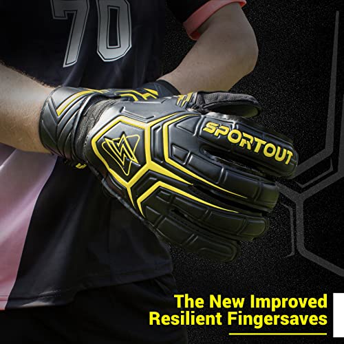 Sportout Goalie Gloves, Goalkeeper Gloves With Fingersave, Soccer Gloves, Breathable Soccer Goalie Gloves, 4Mm Latex, For Kids Youth And Adult (Yellow, 7) #TOP1