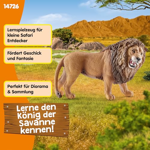 SCHLEICH WILD Life | Löwe brüllend 14726 | detailgetreue Tierfiguren | Zoo Spielzeug | tolles Geschenk für Jungen und Mädchen | Deko für Geburtstag | Spielfigur ab 3 Jahren | 11 x 5 x 7 cm
