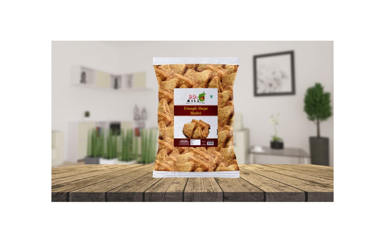 90's MILL Bumbai Nagariya Homemade Ajwain Namkeen Mathi, Indian Masala Crispy Khasta Matthi, Healthy and Hygienic Snacks, Delightful Ready to Eat Mathri | Dahi Papdi Mathri-350g*1Pack 1