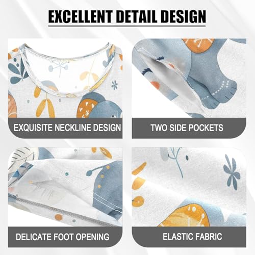 senya Short Sleeve Pajamas Sets Summer Cotton Sleepwear Cute Painting Elephant4