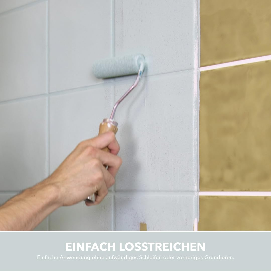 Lignocolor Fliesenfarbe matt | hochbeständige Farbe für Wand- & Bodenfliesen (Platingrau matt, 750 ml) | hochdeckend für den Innenbereich