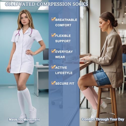 Image of Sooverki Compression Socks for Women and Men Circulation (3 /4 Pairs) is Best Support for Running Athletic Cycling Hiking