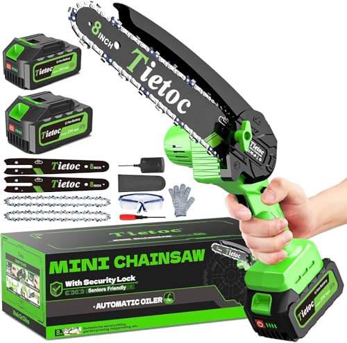 Tietoc 8" Cordless Mini Chainsaw with 2x 4000mAh Batteries
