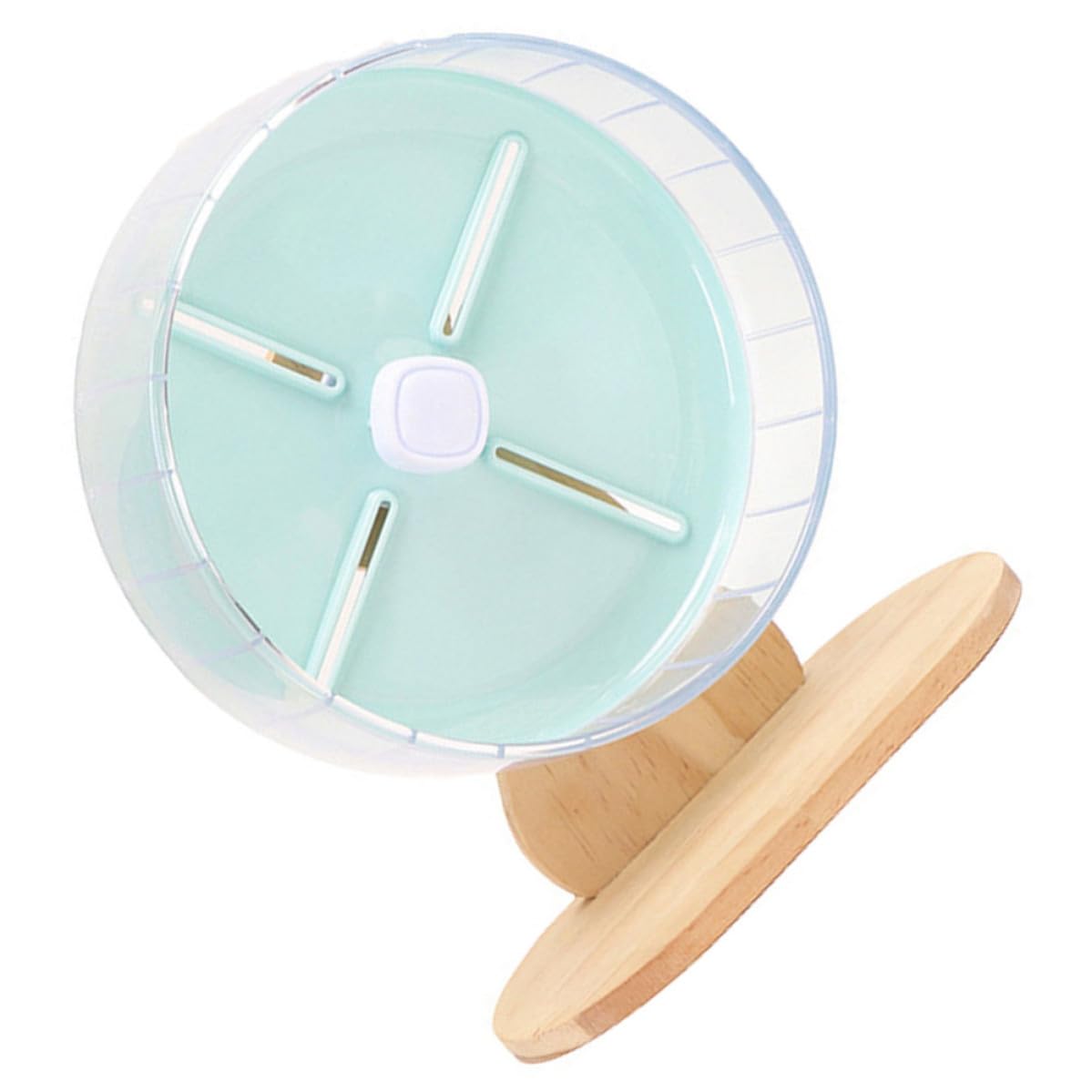 Roue Silencieuse Set de 1 Base Stable pour Hamster et Chinchilla en ABS et Bois, Accessoire pour Cage d'animaux Domestiques et Maison