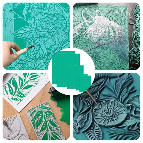 Feuilles plaques caoutchouc souple à graver linogravure A4 A5 A6 pour impression