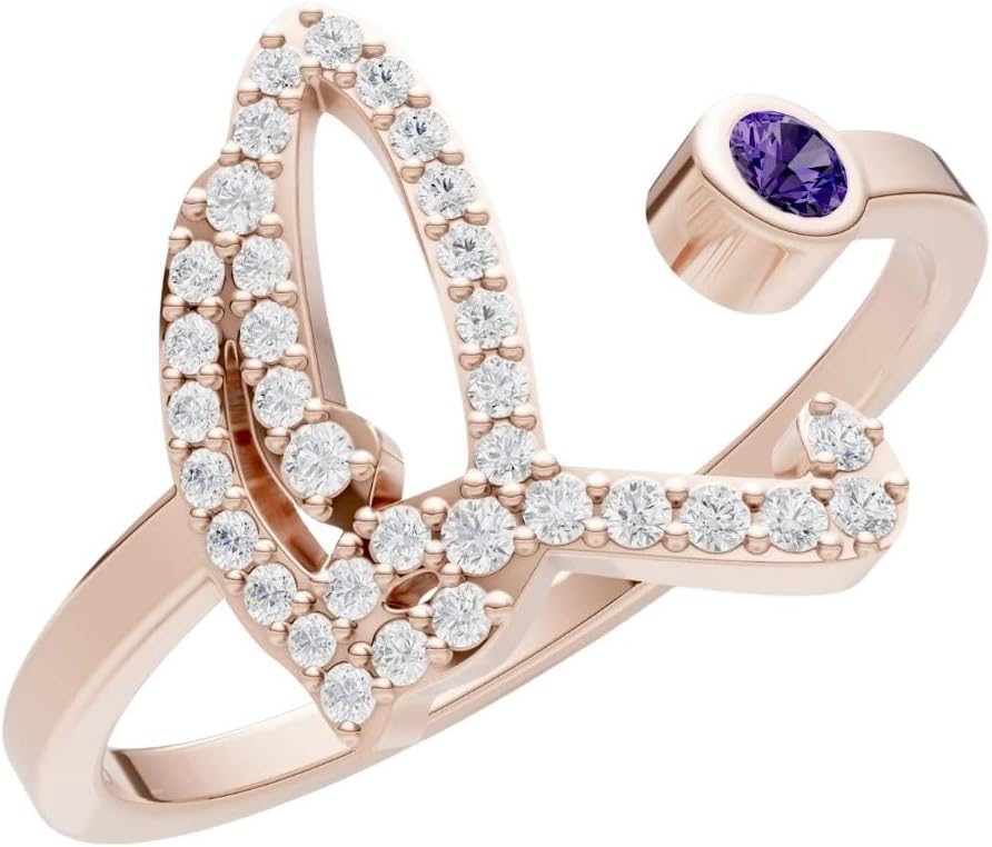 PEORA Round Cut Amethyst Band Available in Solid 10K, 14K or 18K Ring – White, Yellow or Rose Gold