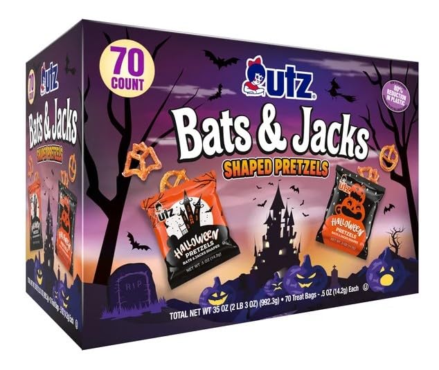 UTZ Bats & Jacks Shaped Halloween Pretzels, 70 count.