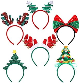 Ruisita 6 Pack Assorted Christmas Headbands Xmas Party Costume Elves Headbands Christmas Hair Hoop for Christmas Party Accessoriess