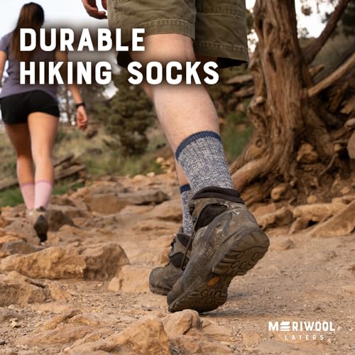MERIWOOL Merino Wool Lightweight Hiking Socks, 3 Pairs Cushioned & Odor Resistant Outdoor Crew Socks for Men and Women3