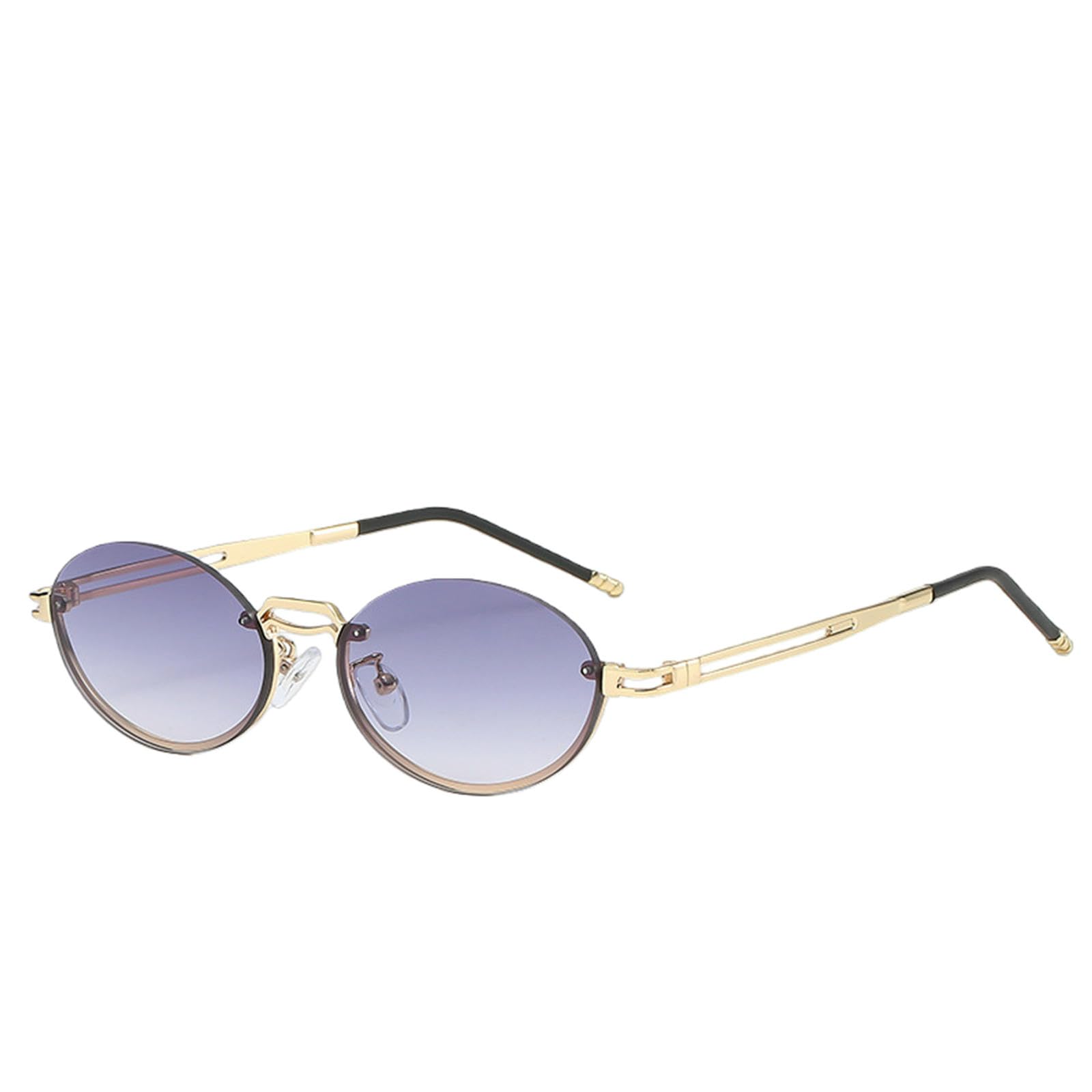 Gyios sunglasses Trendy Rimless Punk Metal Gradient Lens Oval Sun Glasses Protection Frameless Shades For Women & Me