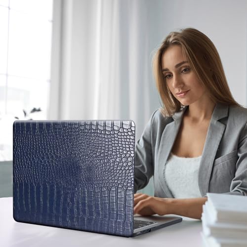 Funut Crocodile for MacBook Pro 14 inch Case M5 2026 M4 2025 M3 M2 M1 2024-2021 A3427 A3426 A3434 A3112 A3185 A3401 A2918 A2992 A2779 A2442, Aligator PU Leather Hard Shell &Keyboard Cover, Blue by FUNUT - Image 4