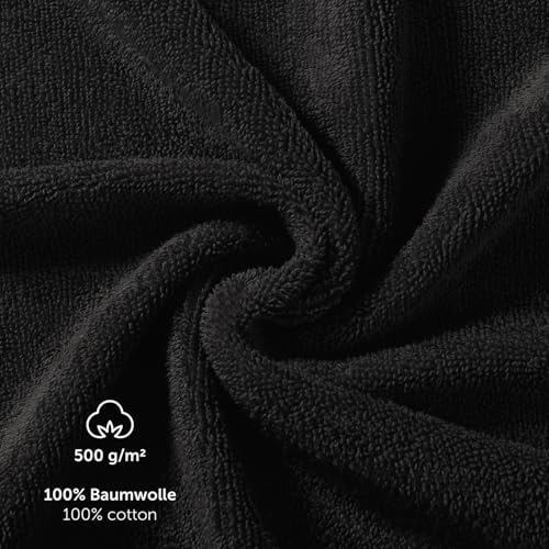 Blumtal Premium Frottier Waschlappen Set 10 teilig 100% Baumwolle - Oeko-TEX zertifizierte Waschlappen 10x (15x20 cm) - Ultra saugstarkes Frottier Seiftücher Set waschbar °60 - Seiflappen Schwarz – Bild 7