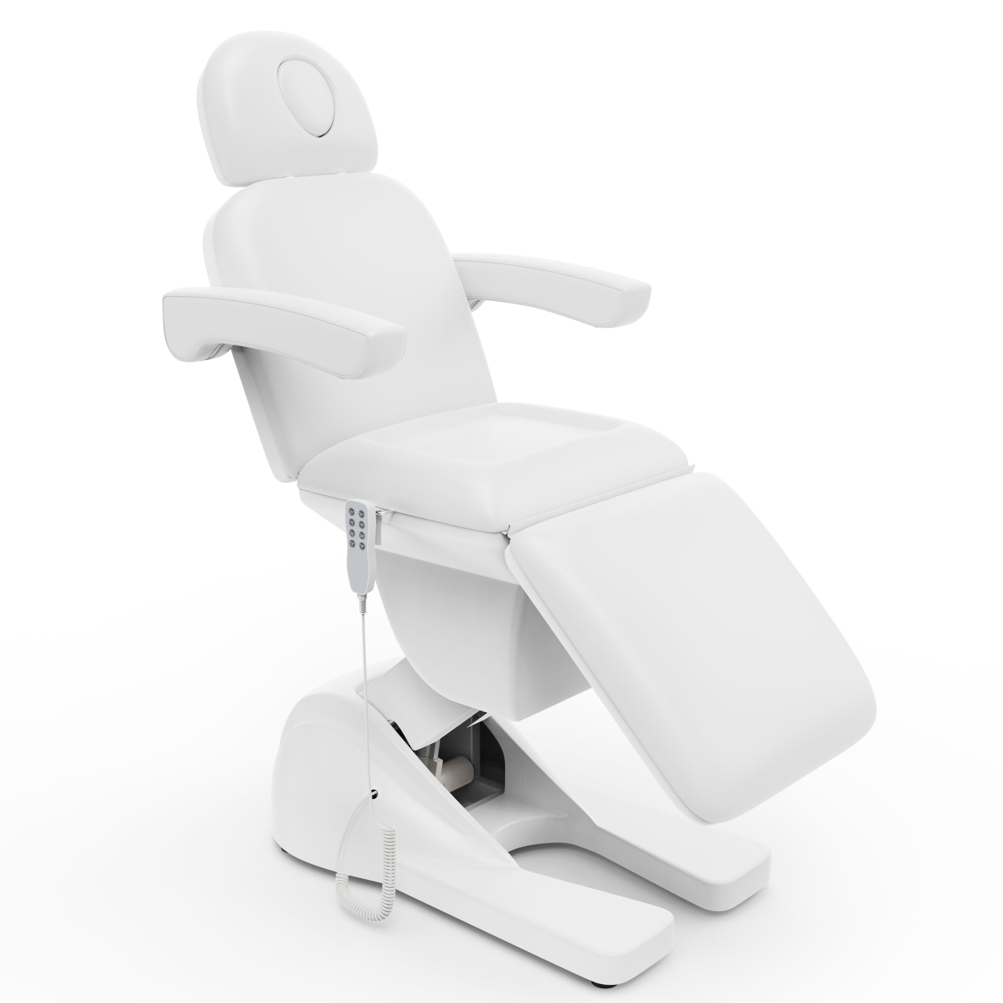 pouseayar 3 Motor Electric Chair/Bed, Aluminum Hydraulic System for Medical Treatment Exam, Facial, Spa, Eyelash, Tattoo, Podiatry Treatment Beauty Massage, Hand Remote Controlled Adjustable - White