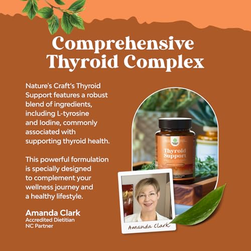 Image of Thyroid Support for Women and Men - Iodine Supplement with Selenium -120 Ct | Thyroid Supplement With L Tyrosine & Ashwagandha - Hormone Balance - Mood & Energy Support - GMP, Non GMO - 60 Servings