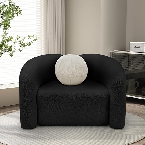 Sillón Curvo De Tela Peluche Negro miniatura 2