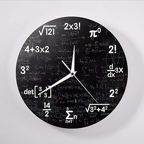 Kuletieas Équations mathématiques et Symboles mathématiques Tableau Noir Geek Horloge Murale éducation Cadeaux pour Enfants Enseignants école Classe décoration Cover