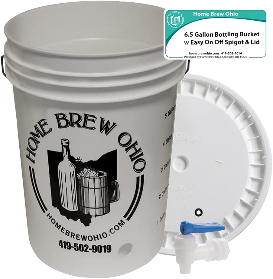 Home Brew Ohio 6.5 Gallon Bottling Bucket with Easy On/Off Spigot and Grommeted Lid