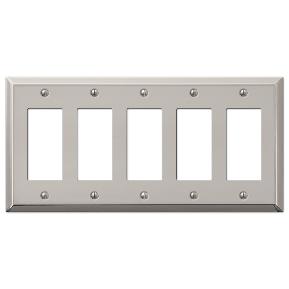 Placa de pared de 5 elementos acero níquel pulido Amerelle 163R5PN Century para interruptor