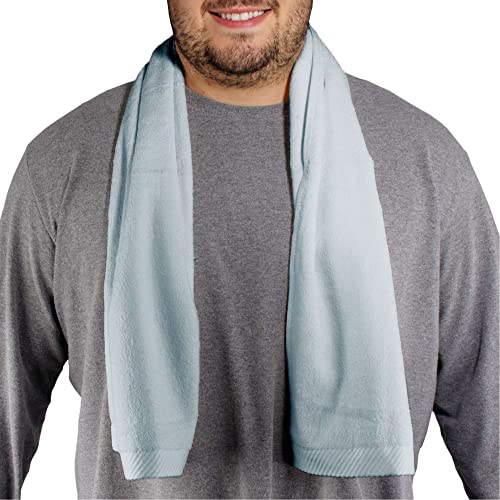ThinkBamboo Silky Soft Cooling Towel for Neck, Sweat Towel / Gym Towel / Sports Towel / Hiking Towel - Extra Strength Bamboo Rayon Blend - 12" X 48" - Powder Blue - 6 pc