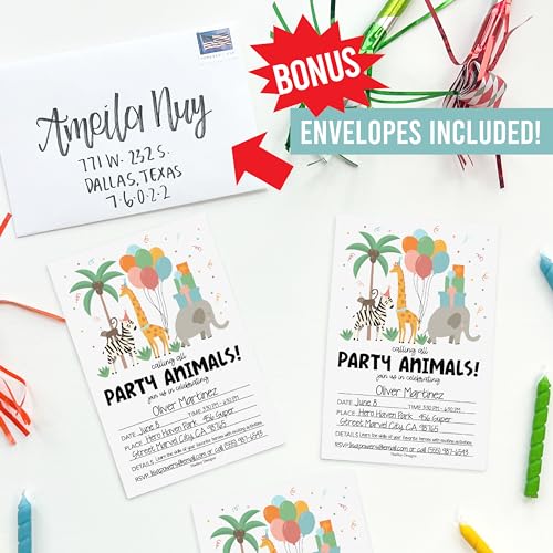Invitación de fiesta infantil Safari Hadley Designs en cartulina para rellenar 6