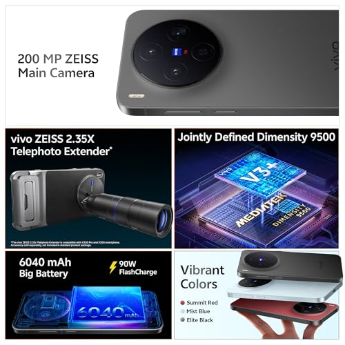 Image of vivo X300 5G (Elite Black, 12GB RAM, 256GB Storage) with No Cost EMI /Additional Exchange Offers