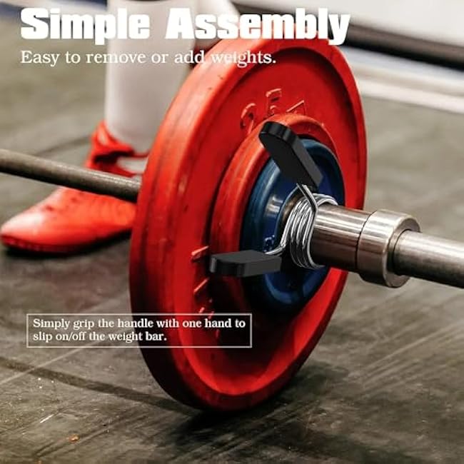 Barbell Clamps Dumbbell Spring Clip Circlip Collars 1 Inch Weight Bars Clips Fitness Weightlifting Lock Buckle for Standard Bar Barbell Strength Training Gym Accessory