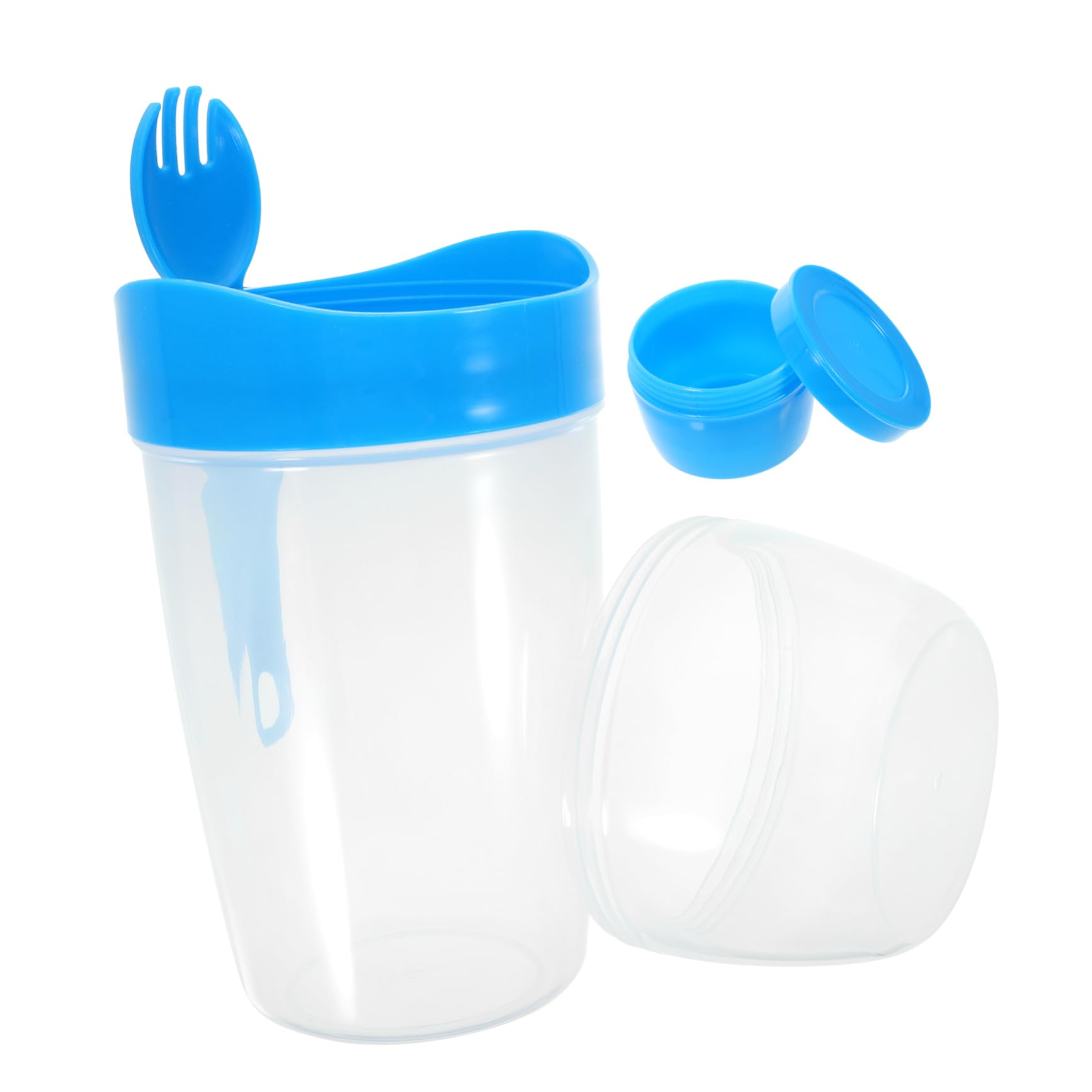 MUCKLILY 1set Portable Double Layer Salad Cup with Spoon Leakproof Container for Outdoor Meals for Picnics Camping and School Lunches Convenient Salad Meal Cup with Fork