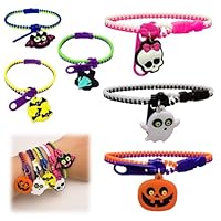 HABNI 6 Pcs Braccialetti Con Zip In Colori Misti Di Halloween Per Feste Con Cerniera Dell'Amicizia Per Bambini Gadget Compleanno Per Halloween