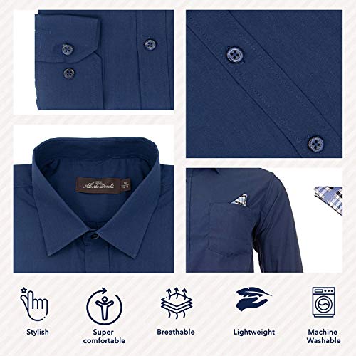 Alberto Danelli Boys Dress Shirt with Matching Tie and Handkerchief, Long Sleeve Button Down, Pocket4
