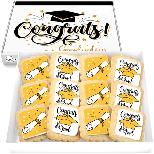 Image of 12 Graduation Cookies Gift Basket Box 2026 | Individually Wrapped | Congratulations Congrats Grad for Women Men Kids | Food Gift | Nut Free | Kosher Dairy, Pack of 12