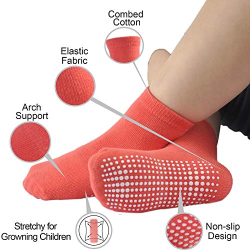 EPEIUS Baby Non-Slip Socks Toddlers Girls Boys Crew Socks with Grips Non Skid 6/12 Pack 1-10 Years2