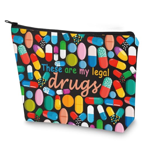 G2TUP Funny Medicine Bags for Women These are My Legal Drugs Cosmetic Bag Travel Pill Bags for Patient Friend (Legal Drugs New)
