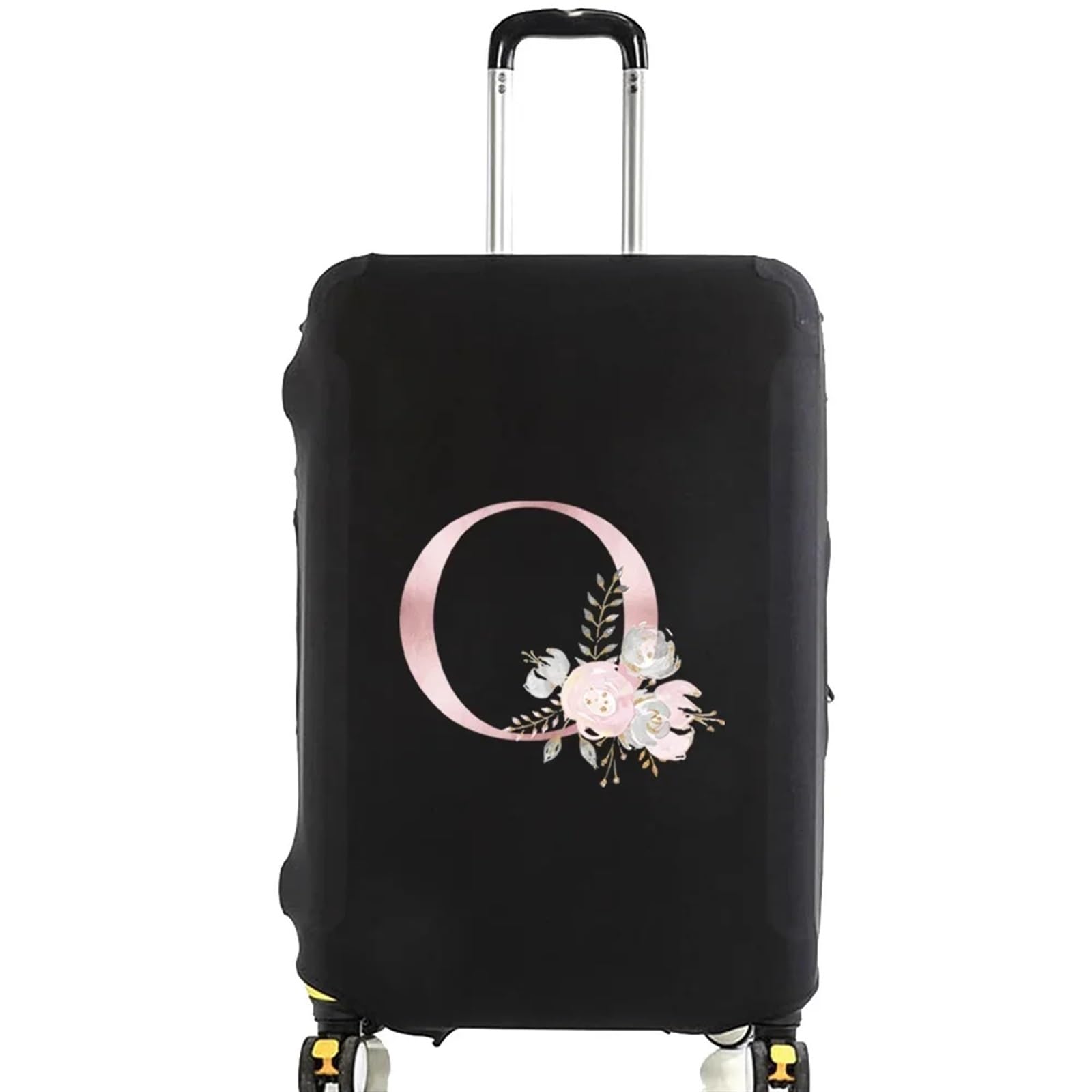 Gepäckabdeckung Mit Monogramm Rosa Blumen-Buchstabe, anwendbar auf 45,7–71,1 cm Koffer, Schutzhülle, elastischer Gepäckschutz, Trolley-Staubschutz, Reisezubehör Gepäckschutzhülle(8Pink Flower O,M)